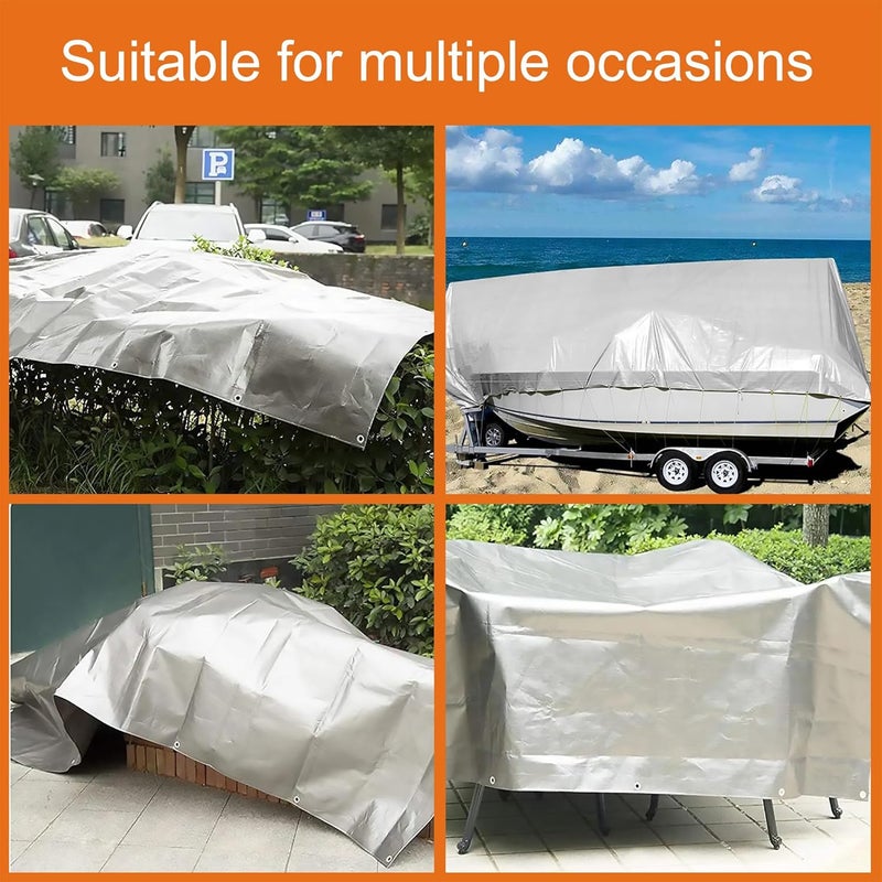 VHESS Tarps Heavy Duty Waterproof 10’ X 12’, 10 Mil Multipurpose Poly Tarp Cover, tarp Waterproof UV Resistant Tear&Fade Resistant, Outdoor Tarpaulin for Roof, Camping, Patio, Pool, Boat, Car - Image 5